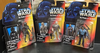 Lote de 3 figuras de acción Kenner POTF de Star Wars Power of the Force 1995 en tarjetas Foto 1 de 4