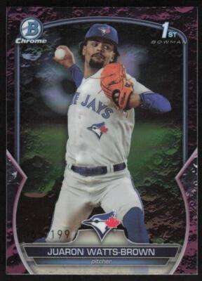 2023 Bowman Chrome 1st Fuchsia Lunar Juaron Watts-Brown /199 Toronto Blue Jays - Image 1 of 2