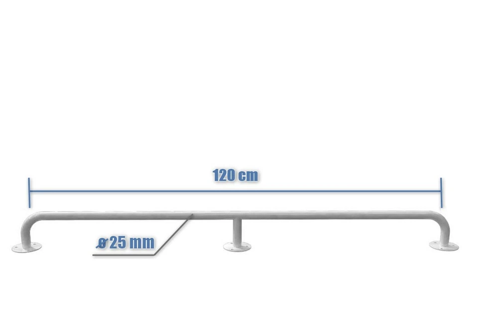 Handlauf für barrierefreies Bad 120 Cm weiß ⌀ 25 Mm