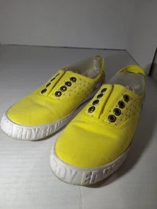 Ed Hardy Low Skate Shoes Yellow Poka Dot Roaring Tiger Print Size 8 Lace Up - Picture 1 of 12