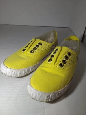 Ed Hardy Low Skate Shoes Yellow Poka Dot Roaring Tiger Print Size 8 Lace Up - Image 1 of 4