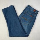 7 For All Mankind Jeans Womens 34 (Fits 34x29) Dark Wash Straight Leg Feathering
