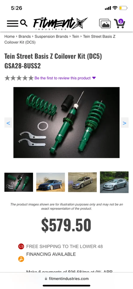 Kit de suspensión reductora Tein Flex Z Coilovers para Acura RSX y tipo S DC5 02-06 Foto 1 de 1