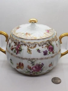 Hermoso frasco de galletas/galletas florales de colección Dresde - Imagen 1 de 18