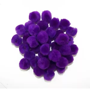 0.75 inch Purple Mini Craft Pom Poms 100 Pieces - Picture 1 of 4