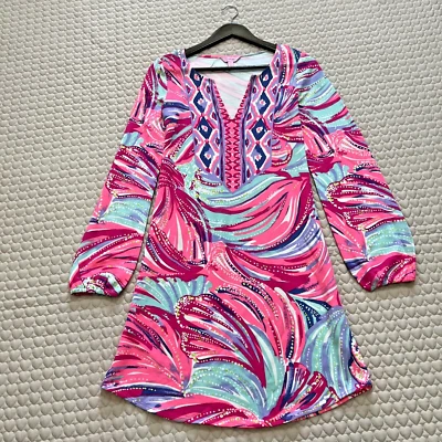 Nuevo sin etiquetas Vestido Túnica Lilly Pulitzer Gianna Magenta Oh My Guava Engin Rosa S Foto 1 de 4