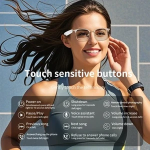 Smart Sunglasses Photochromic Polarized with Headphones Sports Music Voice Touch - Picture 1 of 10