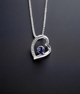 Gorgeous Heart Purple Swarovski Elements Crystal Necklace 18K Gold Plated - Image 1 of 4