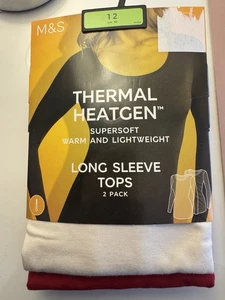 M&S Pack Of 2 Thermal Heatgen Long Sleeve Tops Size 12 BNWT - Picture 1 of 3