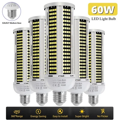 60W LED Corn Light Bulb 504 Chip 7000lm E27 5000K Cool Daylight White Light 6pcs - Image 1 of 4