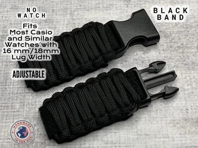 Reloj Paracord Universal Ajustable Correas Negras para Relojes Casio 16 mm 18 mm Foto 1 de 4