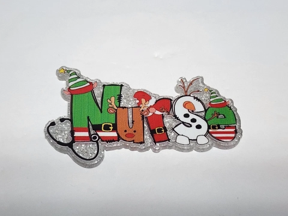 Enfermera Navidad Acrílico Tapa Plana Insignia Clip Llavero Artesanías Bolsa Clip Vacaciones Foto 1 de 1