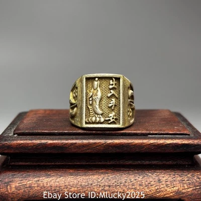 Anillo Joyería Dedo 23.4mm Antiguo China Miao Plata Fengshui Guanyin Kwan-yin T526 Foto 1 de 4