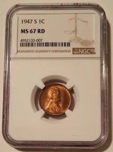 NGC 1947 S Lincoln Wheat Cent MS67 RED - Picture 1 of 4