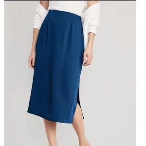 Old Navy Women's Blue Midi Skirt Career Casual Office Size L - Picture 1 of 7