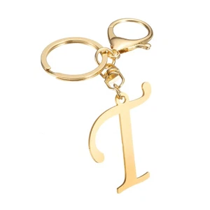 Gold Initial Letter Keychain, Stainless Steel A-Z Alphabet Keychains(Letter T) - Picture 1 of 7