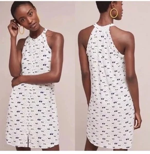 Anthropologie Larke abito estivo donna XL occhiali da sole a pois con bottoni - Foto 1 di 15