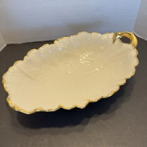 Lenox Ivory 24k Gold Trim 14” Long large cabbage leaf serving bowl centerpiece - Picture 1 of 11