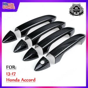 Carbon Fiber Side Door Handle Cover Trim For Honda Accord 2013 14 2015 2016 2017 - Picture 1 of 4