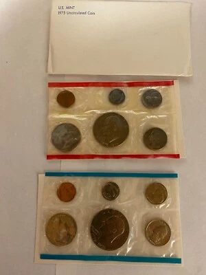 1975 P and D US Mint Uncirculated 12 Coin Set BU Annual Philadelphia and Denver - Image 1 of 4