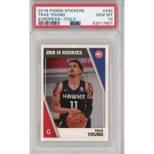 Graded 2018-19 Panini Stickers TRAE YOUNG #430 European Italy Rookie Card PSA 10