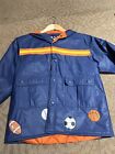Wippette Kids Blue Rain Coat With Soccer,Baseball & Golf Imprint. Size 5/6