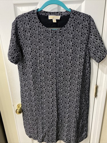 Abito maglietta Michael Michael Kors donna nero bianco logo cotone taglia L