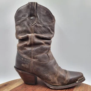 Durango Boot Women's 7M Brown Leather Western Cowboy Pointed Square Distressed - Picture 1 of 13