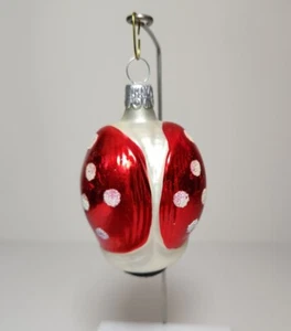 Adorno de vidrio soplado para dama insecto rojo negro blanco brillo pequeño Ladybug - Imagen 1 de 4