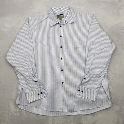 Jhane Barnes Shirt Mens XXL Blue Slim Button Up Dress Oxford Club Striped Adult - Image 1 of 4