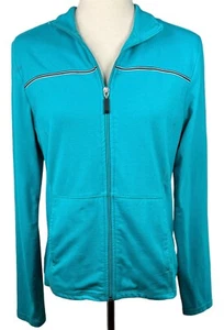 Be Inspired Women's Hooded Turquoise Teal Full Zipper Jacket Size Medium Pockets - Picture 1 of 6