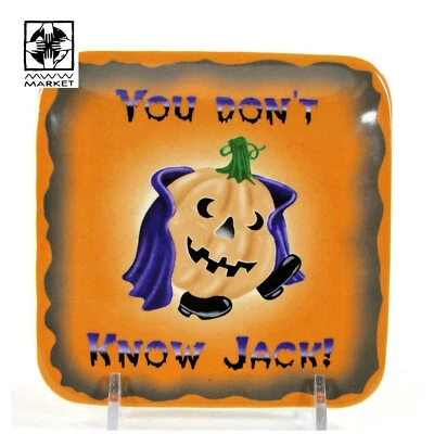 MWW Market MONSTRUOS EN DESFILE - CALABAZA 4.5" Mini Plato Cuadrado Halloween Naranja Foto 1 de 4