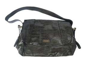 Ferre Milano Green/brown Leather Clutch Handbag - Excellent Condition - Picture 1 of 11