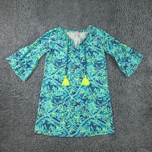 Vestido Lilly Pulitzer Mujer Pequeño Verde Azul Floral Borlas Manga Campana Cuello en V - Imagen 1 de 11