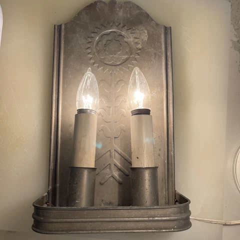 Antique Vintage tin double wall sconce Cover