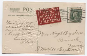 1911 Minneapolis MN etiqueta de celebración cívica atada en postal [4546.1] - Imagen 1 de 3