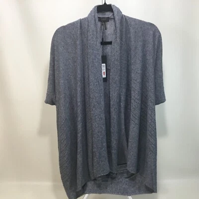 Donna Karan 女式 XS/S 码罗纹短袖开衫海军蓝混色全新带标签 136 美元。 — 第 1/4 张图片