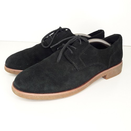 Scarpe donna Clarks UK 6 nere scamosciate ballerine piatte ufficio affari formali EUR 39 5