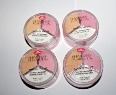 4x Physicians Formula MINERAL WEAR 3-in-1 SETTING POWDER PF11037 Set/Bright/Bake - Image 1 of 2