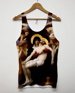Pieta Mary Holding Body Jesus All Over Vest Urban Streetwear Religion Tank Men - Picture 1 of 1