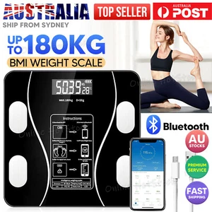 Bathroom Weight Scales Digital Wireless Backlit Body Fat Bluetooth BMI Smart AU - Picture 1 of 13