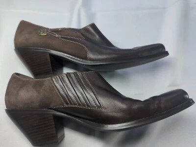 Zapatos para mujer Coldwater Creek de cuero marrón gamuza tacón pequeño talla 7 M Foto 1 de 4