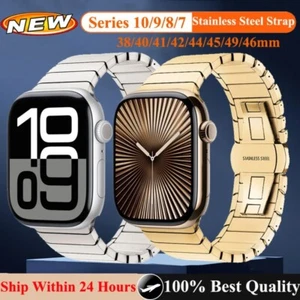 New 2024 Satine H Stainless Steel Strap For Apple Watch Band Series 10 Ultra 2 - Picture 1 of 19