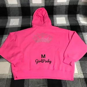 VS PINK CARMINE ROSE BLING FULL ZIP LOGO HOODIE IN LIMITED EDITION SIZE MEDIUM - Picture 1 of 10
