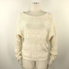Abercrombie & Fitch M Sweater Slouchy Flashdance Cable Basket-Weave Cream Boat V