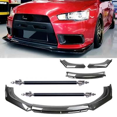 Carbon Fiber Black Front Bumper Lip Chin Body Kit Spoiler For Mitsubishi galant - Image 1 of 4
