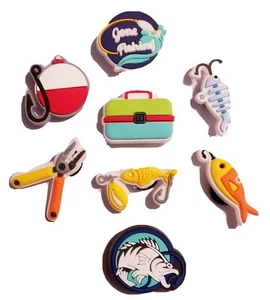 Aparejos de pesca! ¡Juego de 8 dijes para zapatos! ¡NUEVO! ¡Compatible con cocodrilo! Para zapatos, pulseras, - Imagen 1 de 3