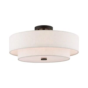 Livex Lighting 51085-92 4-Light Semi Flush Mount Ceiling Fixture with Oatmeal... - Picture 1 of 3