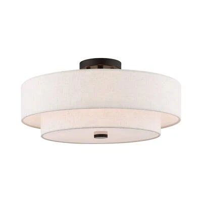 Livex Lighting 51085-92 4-Light Semi Flush Mount Ceiling Fixture with Oatmeal... - Image 1 of 3