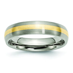 Titanium 14K Gold Inlay 5mm Wedding Band Ring